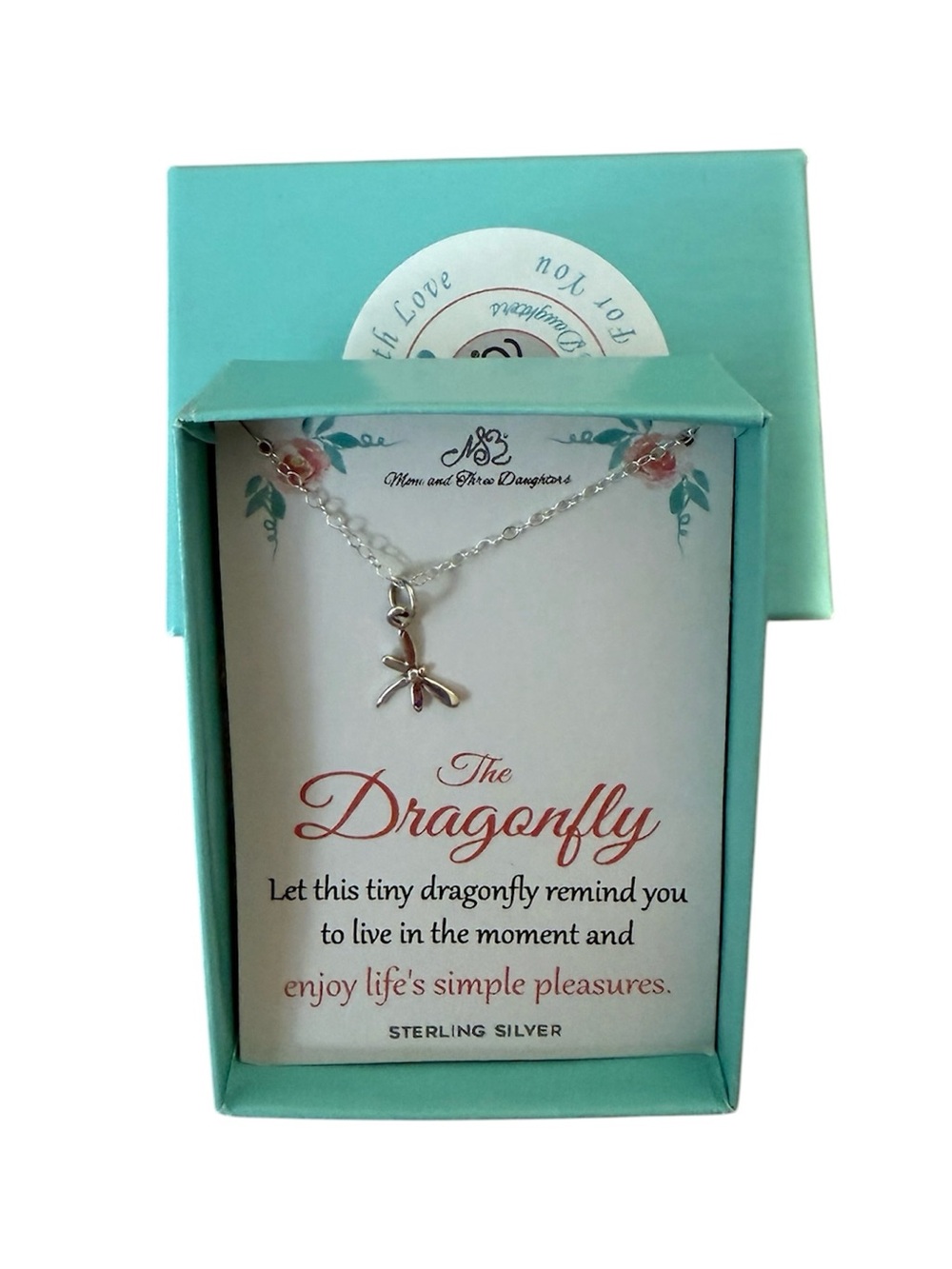 Sterling Silver Dainty Dragonfly Necklace Magnet Closure